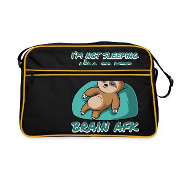Sleepy Slow Animal Lovers Sloth Apparel Ich bin nicht - Retro Tasche - Schwarz/Gold - Vorne