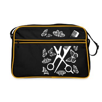 Grande idée cadeau pour coiffeur papillon - Sac Retro - noir/or - Devant