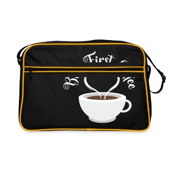 Caffeine Morning Breakfast Drink Collection - Retro Tasche - Schwarz/Gold - Vorne