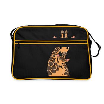 Fête des mères maman maman girafe grands animaux - Sac Retro - noir/or - Devant