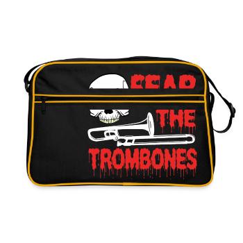 Ein perfektes Geschenk Musik "Fear The Trombones" T-Shirt - Retro Tasche - Schwarz/Gold - Vorne