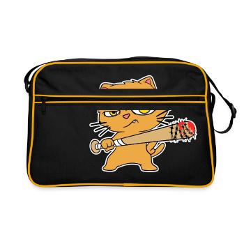 Batte de baseball mignon félin Feral Meow animaux - Sac Retro - noir/or - Devant
