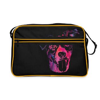 Abstrakte Pfoten Tier Hund Design für Pfotenbesitzer - Retro Tasche - Schwarz/Gold - Vorne