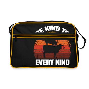 Sei freundlich zu jeder Art einzigartiges Grillshirt - Retro Tasche - Schwarz/Gold - Vorne