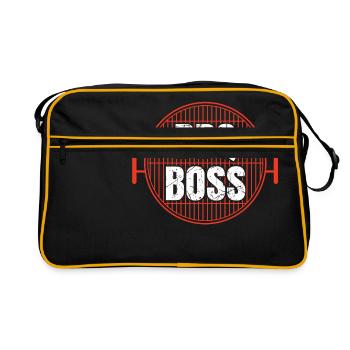 BBQ Boss Business Unique Grilling Shirt T-shirt - Retro Tasche - Schwarz/Gold - Vorne