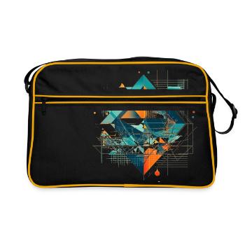 Cooles Geometrisches Ethno Motiv - Retro Tasche - Schwarz/Gold - Vorne