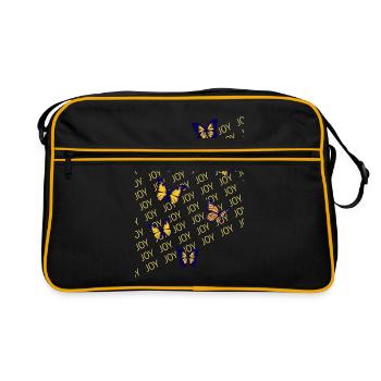 Papillons, joie, légèreté - Sac Retro - noir/or - Devant
