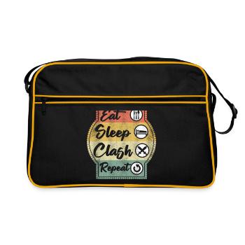 Eat Sleep Clash Repeat Vintage Gaming Clan Retro - Retro Tasche - Schwarz/Gold - Vorne