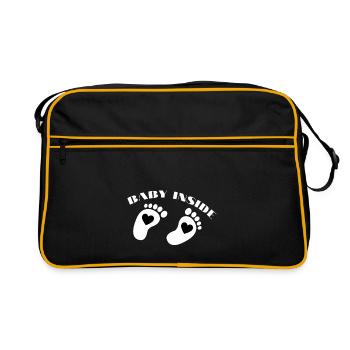 bébé à l'intérieur pour la future maman - Sac Retro - noir/or - Devant