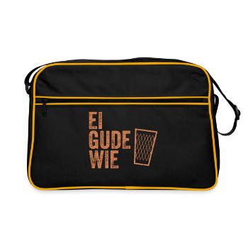 Ei gude wie Apfelwein Äppelwoi Hessisch Hessen - Retro Tasche - Schwarz/Gold - Vorne