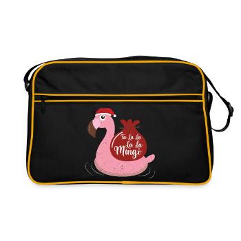 Flamingo Design Lustige Weihnachtspullover - Retro Tasche - Schwarz/Gold - Vorne