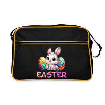 Lapin de Pâques avec des œufs de Pâques - Sac Retro - noir/or - Devant