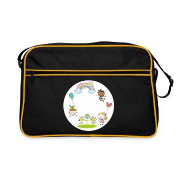 Assorted Kids Rainbow Floral Balloon - Retro Bag - black/gold - Front
