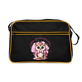Cartable hibou rose - Hourra je suis écolier - Sac Retro - noir/or - Devant