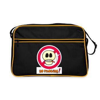 Visage de crâne non fumeur - Émoticône drôle - Sac Retro - noir/or - Devant