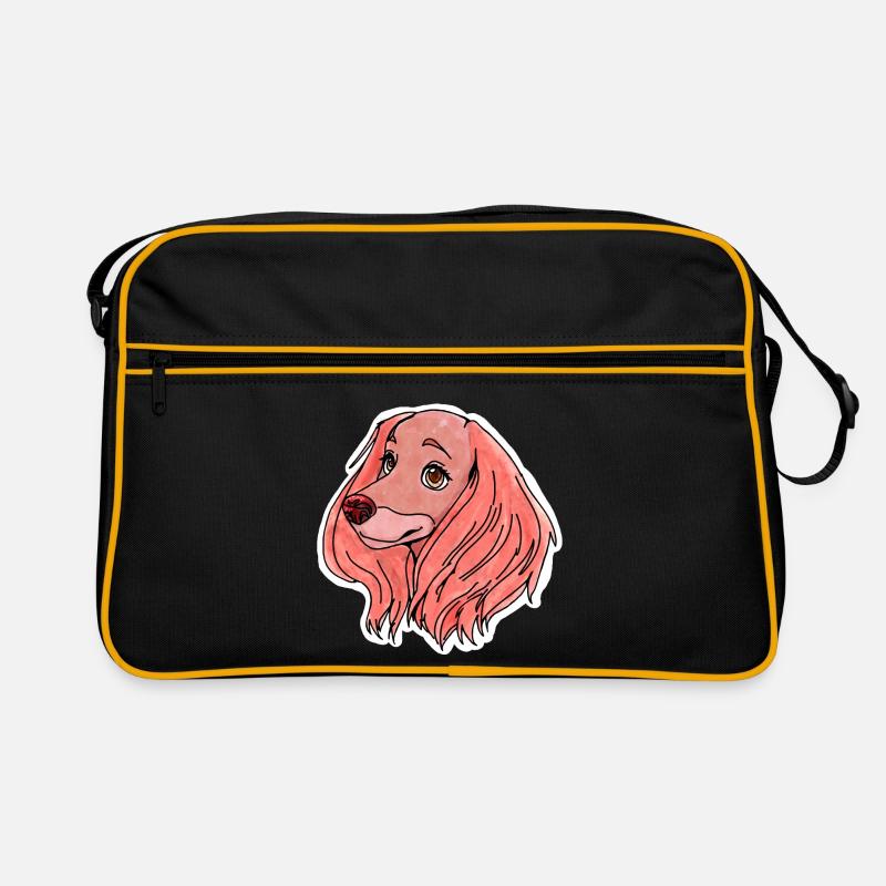 Rosa Hund mit Schlappohren Retro Tasche