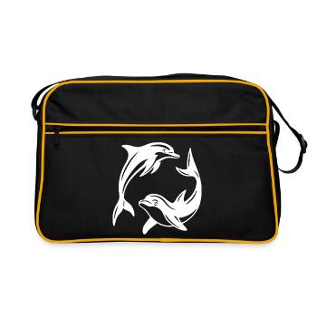 Conception de cercle de dauphins pour des vêtements respectueux de l’environnement - Sac Retro - noir/or - Devant