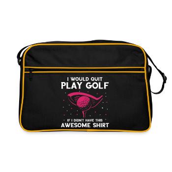 Tu regardes mon putt ? Drôle de conversation sur le golf - Sac Retro - noir/or - Devant