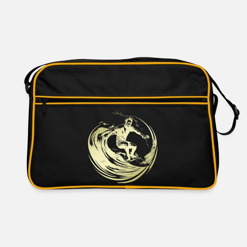 Surfer Silhouette Surfing Retro Bag