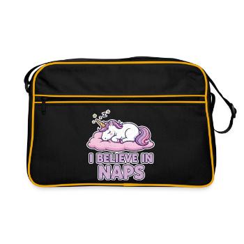 Sleeping Unicorn on Cloud – Naps - Retro Bag - black/gold - Front
