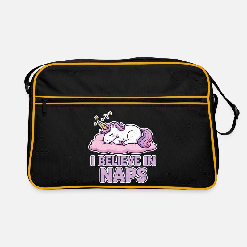 Schlafendes Einhorn auf Wolke – Naps Retro Tasche