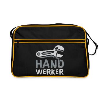 Handwerker Comic Design mit Schraubenschlüssel - Retro Tasche - Schwarz/Gold - Vorne
