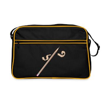 Pencil with Eraser – Creative Drawing Motif - Retro Bag - black/gold - Front