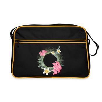 Tropical flower frame – floral nature design - Retro Bag - black/gold - Front
