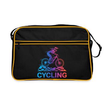 Steigungsradfahrer auf rauem Trail - Retro Tasche - Schwarz/Gold - Vorne