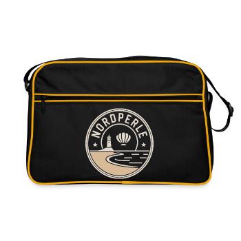 Nordperle Hamburg Nordsee Ostsee Norddeutsch Deern - Retro Tasche - Schwarz/Gold - Vorne