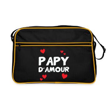 Papy d’amour – famille tendresse humour cadeau - Sac Retro - noir/or - Devant