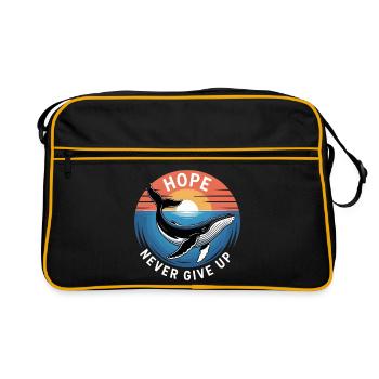 Hope/ Timmy der Buckelwal in der Ostsee - Retro Tasche - Schwarz/Gold - Vorne