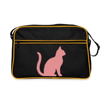 Cat Outline - Pastel - Retro Bag - black/gold - Front