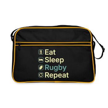 Manger et dormir Rugby Répéter Cadeau drôle de joueur de rugby - Sac Retro - noir/or - Devant