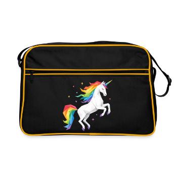 Licorne arc-en-ciel géométrique - Sac Retro - noir/or - Devant