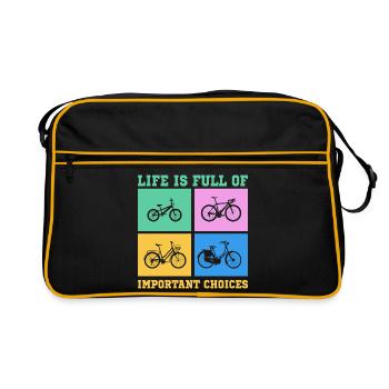 Fahrrad Life is full of improtant choices - Retro Tasche - Schwarz/Gold - Vorne