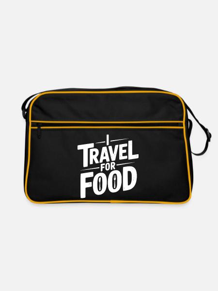 Ich reise zum Essen - Retro Tasche - Schwarz/Gold