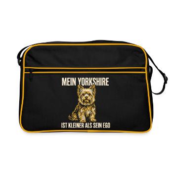 Mein Yorkshire ist kleiner als sein Ego - Retro Tasche - Schwarz/Gold - Vorne