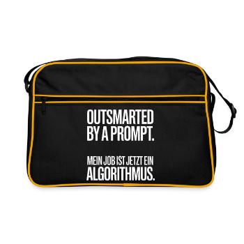 Outsmarted by a Prompt – Algorithmus - Retro Tasche - Schwarz/Gold - Vorne
