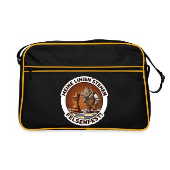 Fernschach Experte Meine Linien stehen felsenfest - Retro Tasche - Schwarz/Gold - Vorne