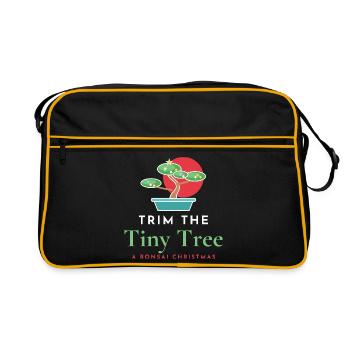 Trim the Tiny Tree Lustige Bonsai-Weihnachten - Retro Tasche - Schwarz/Gold - Vorne