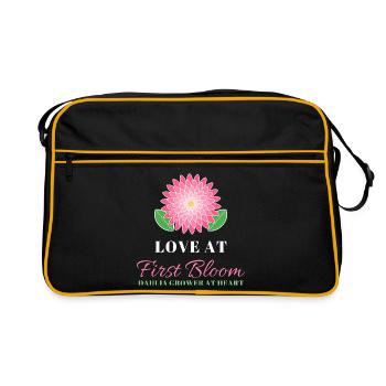 Liebe bei First Bloom Dahlia Flower Gardener - Retro Tasche - Schwarz/Gold - Vorne