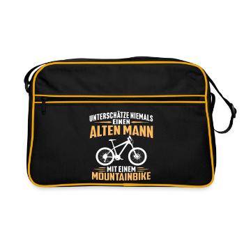 Alten Mann mit einem Mountainbike - Retro Tasche - Schwarz/Gold - Vorne