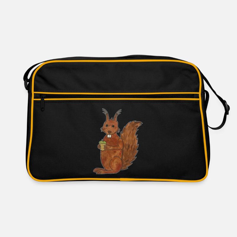 süßes Eichhörnchen mit Eichennuss mit Outlines Retro Tasche