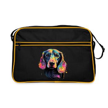 Teckel Chien Teckel Aquarelle Art Tête de Chien - Sac Retro - noir/or - Devant