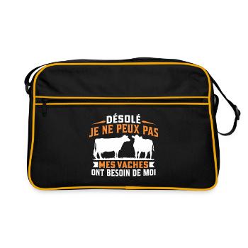 Désolé je ne peux pas mes vaches ont besoin de moi - Sac Retro - noir/or - Devant