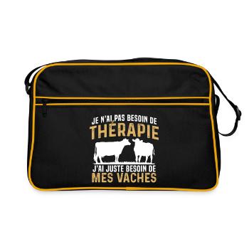 j'ai juste besoin de mes vaches - Sac Retro - noir/or - Devant