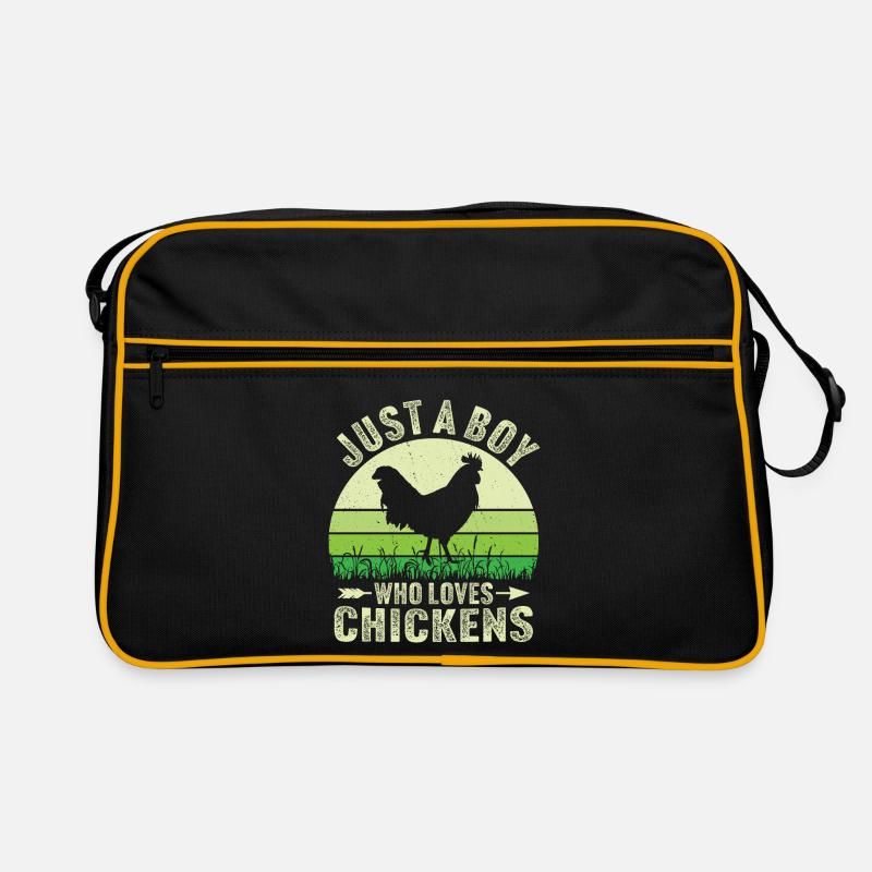 Nur ein Junge, der Hühner liebt Retro Tasche