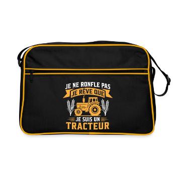 je ne ronfle pas je reve que je suis un tracteur - Sac Retro - noir/or - Devant