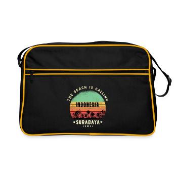 Design de plage de Surabaya en Indonésie - Sac Retro - noir/or - Devant